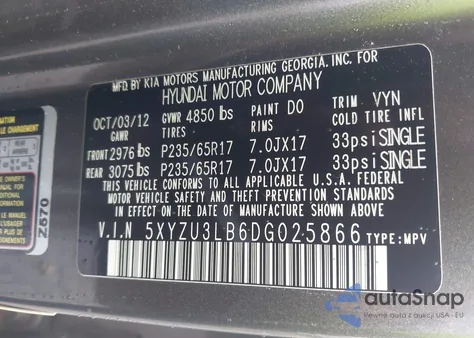 2013 Hyundai Santa Fe Sport Sport из США, поврежденный, VIN 5XYZU3LB6DG025866